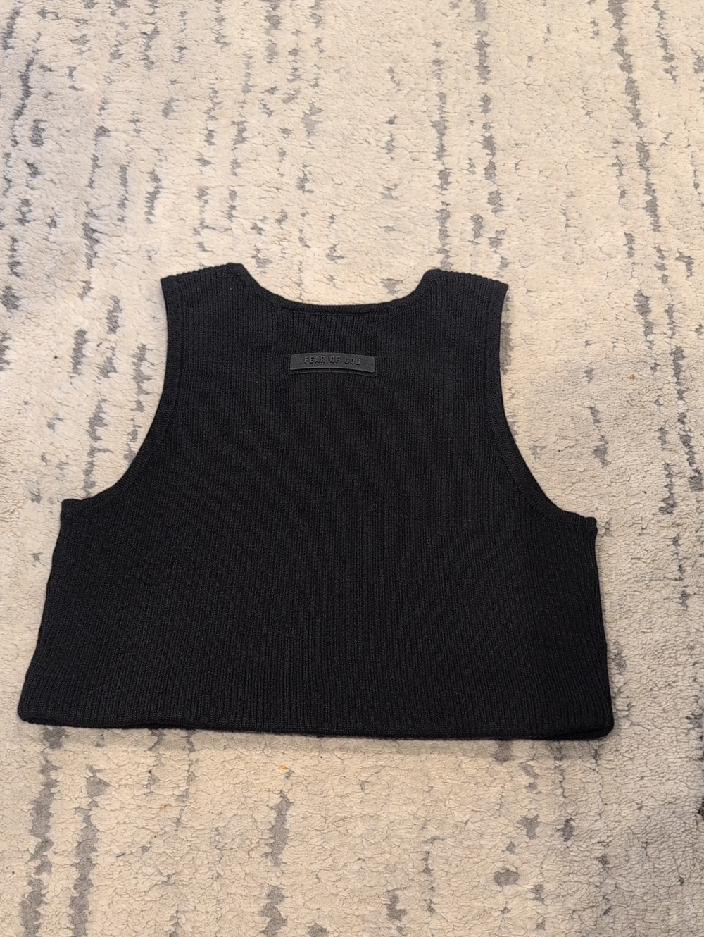 Fear of God Essentials logo-patch ribbed Knit crop top Black Like New - Picture 10 of 10
